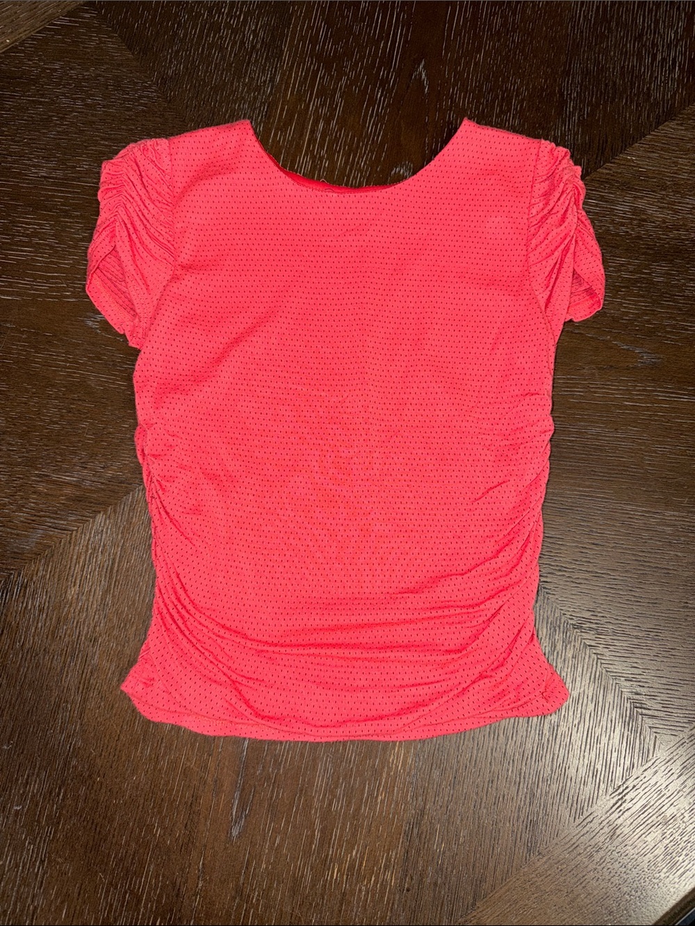 Daytrip Girls Ruched Short Sleeve Top in Coral Pink